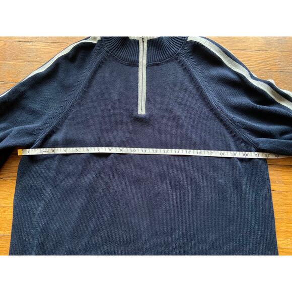 EDDIE BAUER Navy Blue/Gray 1/4 Zip Heavy Knit Sweater Mens sz L - Picture 7 of 9